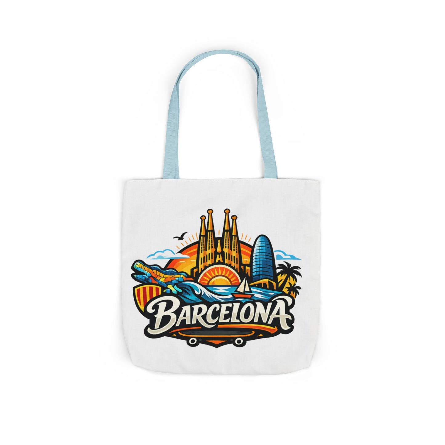 Barcelona Skyline Canvas Tote Bag — Colorful Travel Souvenir Tote