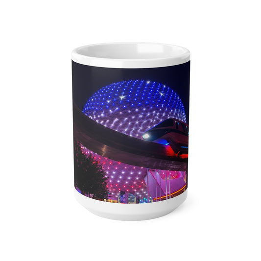 Epcot Walt Disney World Nighttime Neon Dome Coffee Mug — Colorful LED Lights Ceramic Cup (11oz/15oz)