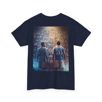 Bernardo Silva Manchester City Legend Graphic Tee — Player Cartoon Front & Tribute Poster Back