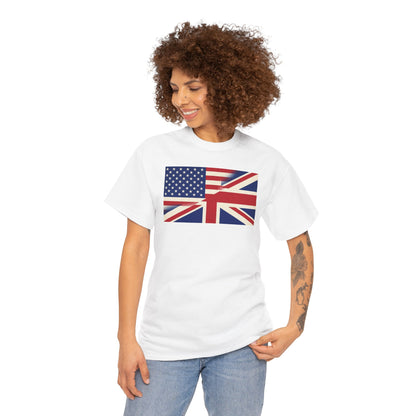 USA-UK Flag Graphic Tee — American British Union Jack Mashup T-Shirt