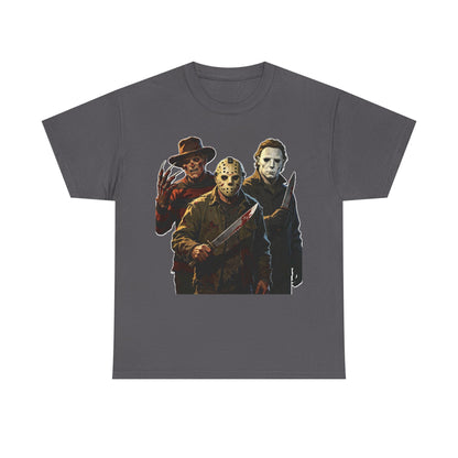 Horror Icons T-Shirt — Freddy, Jason & Michael Trio Graphic Tee