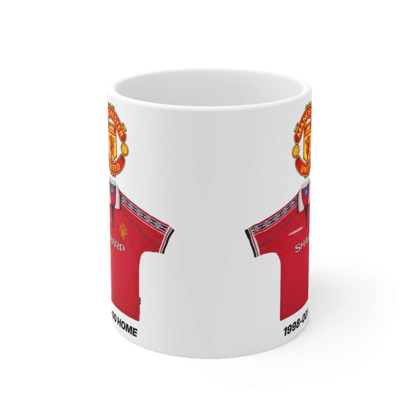 Manchester United Retro 1998-00 Home Jersey Mug — Ceramic Coffee Cup (11oz & 15oz)