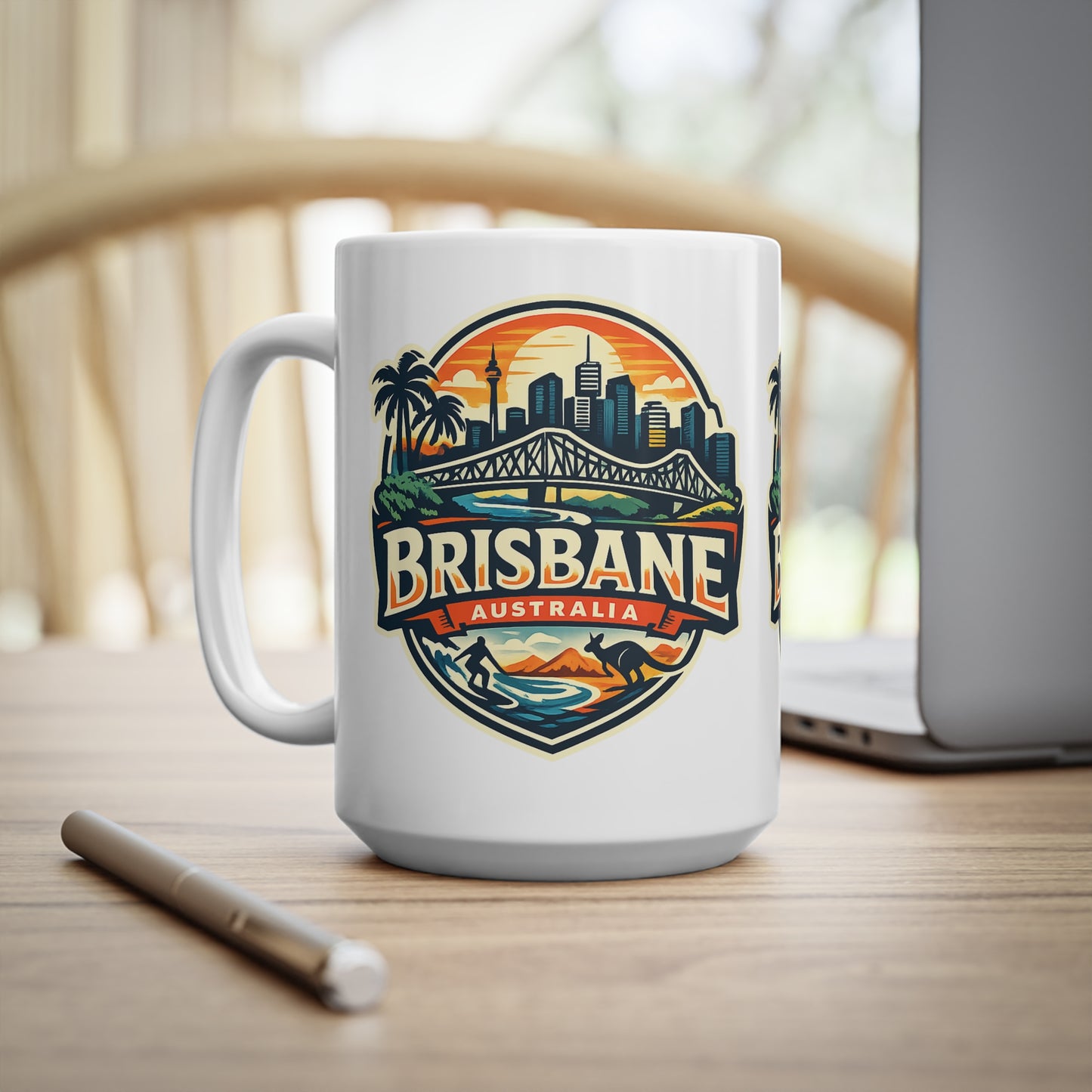 Brisbane Skyline Ceramic Mug — Australia City Souvenir Coffee Cup (11oz & 15oz)