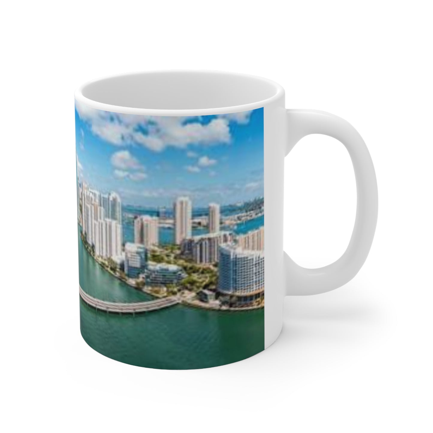 Miami Skyline Ceramic Coffee Mug — Aerial Cityscape 11oz & 15oz
