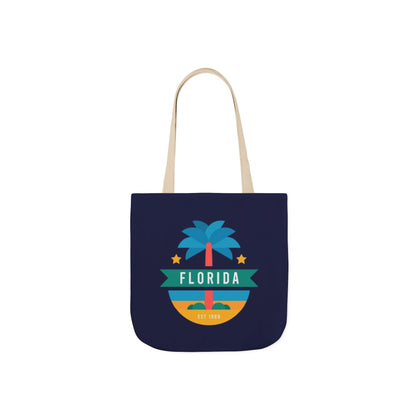 Florida Palm Beach Canvas Tote Bag — Retro Sunshine Travel Tote
