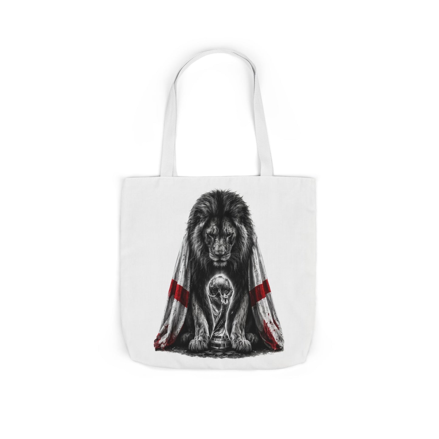 England Lion Guardian Canvas Tote — Protective Lion & Cub Illustration Tote Bag