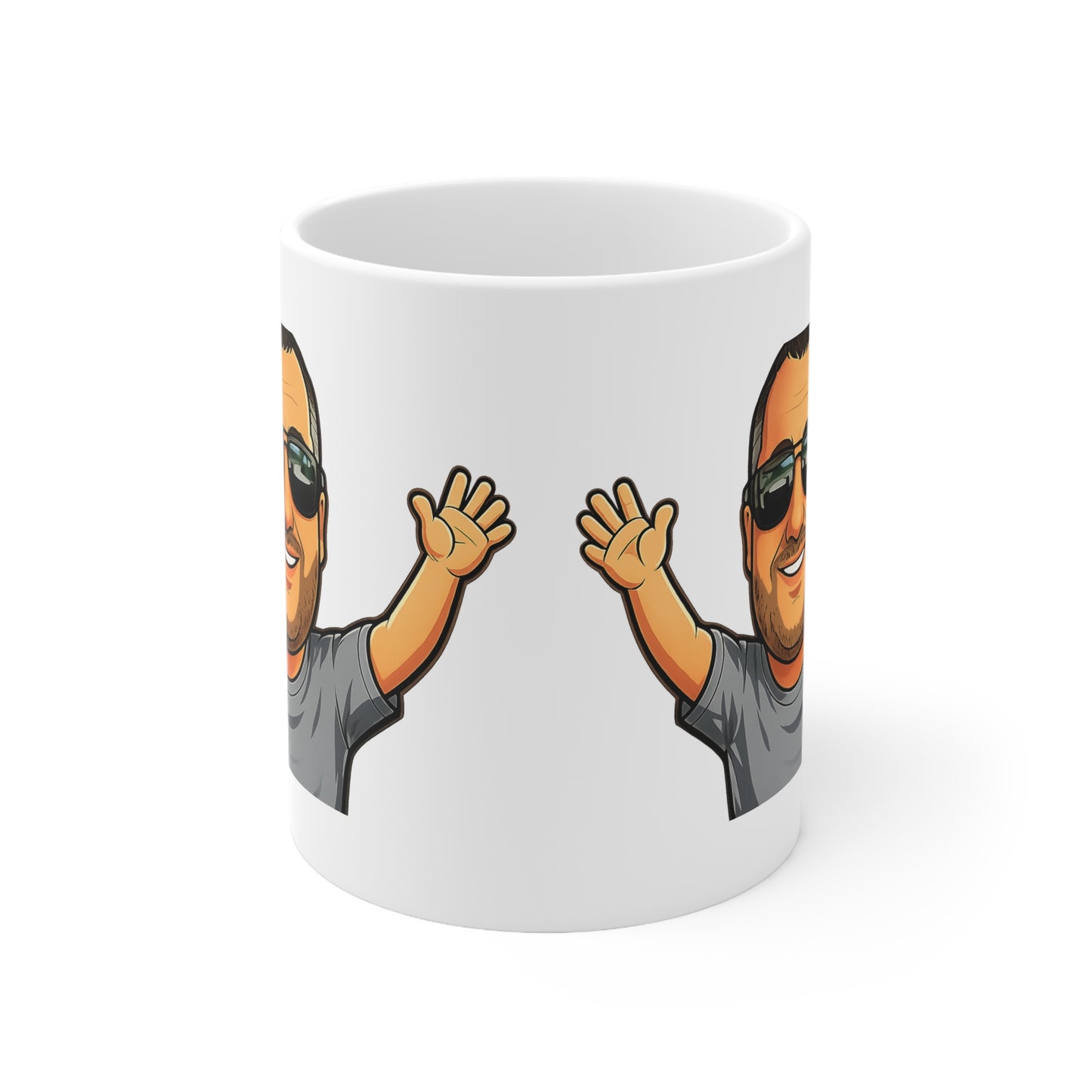 Happy Man Ceramic Coffee Cups, 11oz, 15oz