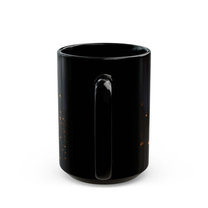 Hogwarts Night Castle Black Coffee Mug – Festive Illuminated Castle Panorama (11oz & 15oz)