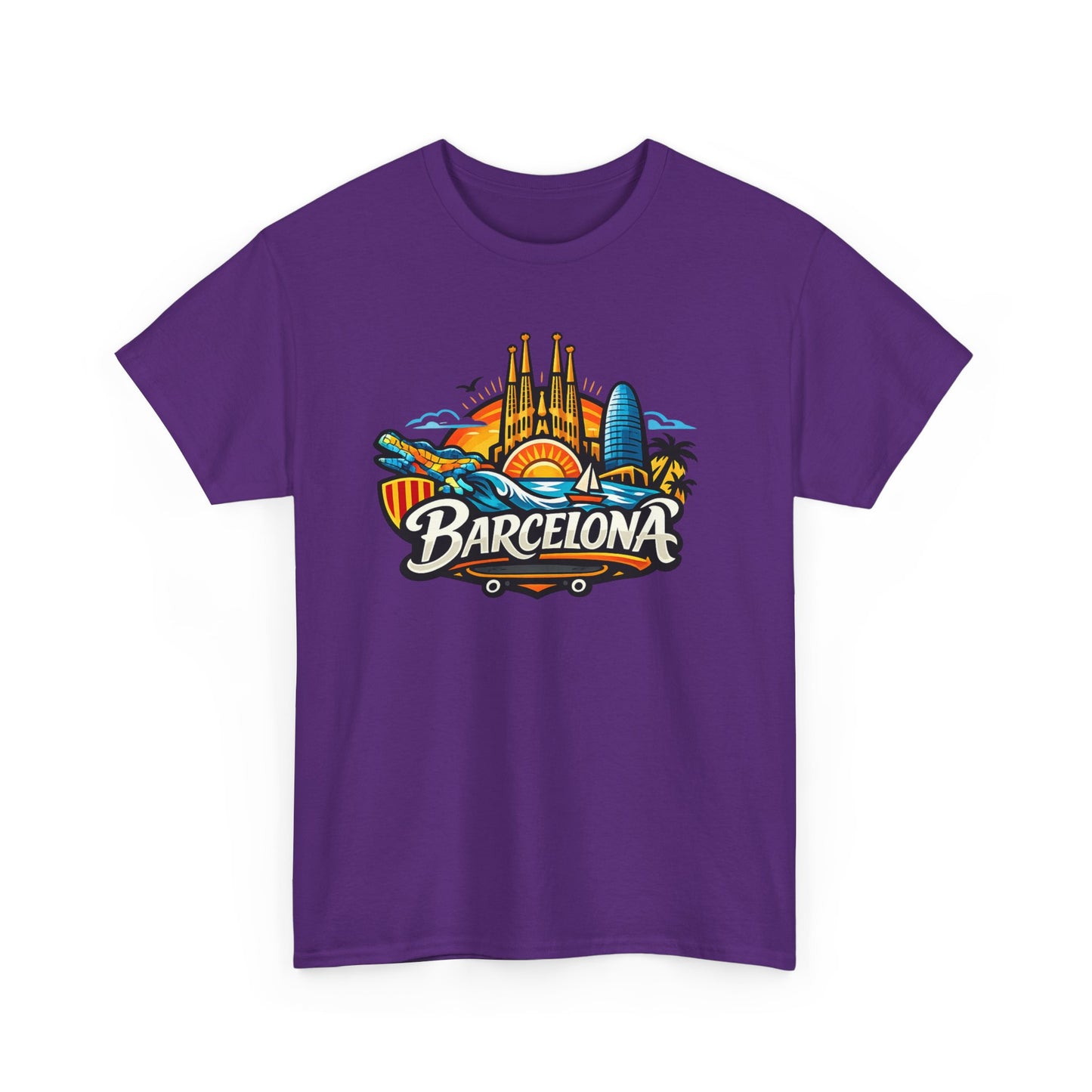 Barcelona Skyline Graphic Tee — Colorful Travel Souvenir T-Shirt