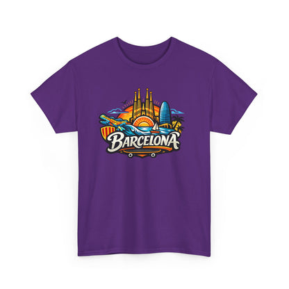 Barcelona Skyline Graphic Tee — Colorful Travel Souvenir T-Shirt