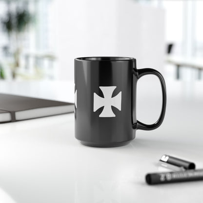 Manchester City ST Mark's Black Ceramic Mug with White Maltese Cross – Gothic Coffee Cup (11oz, 15oz)