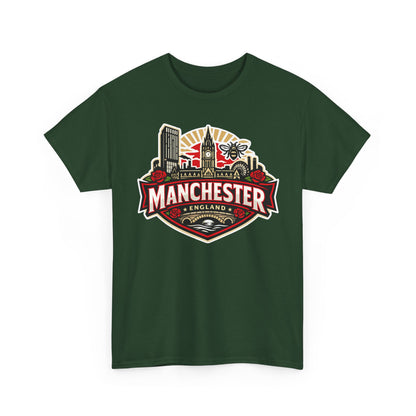 Manchester England Skyline T-Shirt — Vintage City Crest Tee