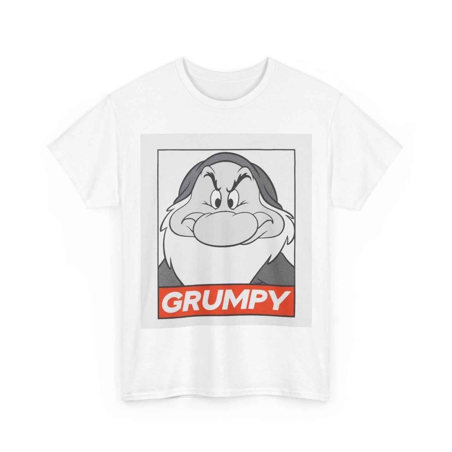 Grumpy Dwarf Graphic Tee — Vintage Cartoon Face "GRUMPY" Shirt