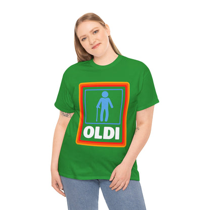 Oldi Retro Logo Tee — Funny Elderly Humour T-Shirt