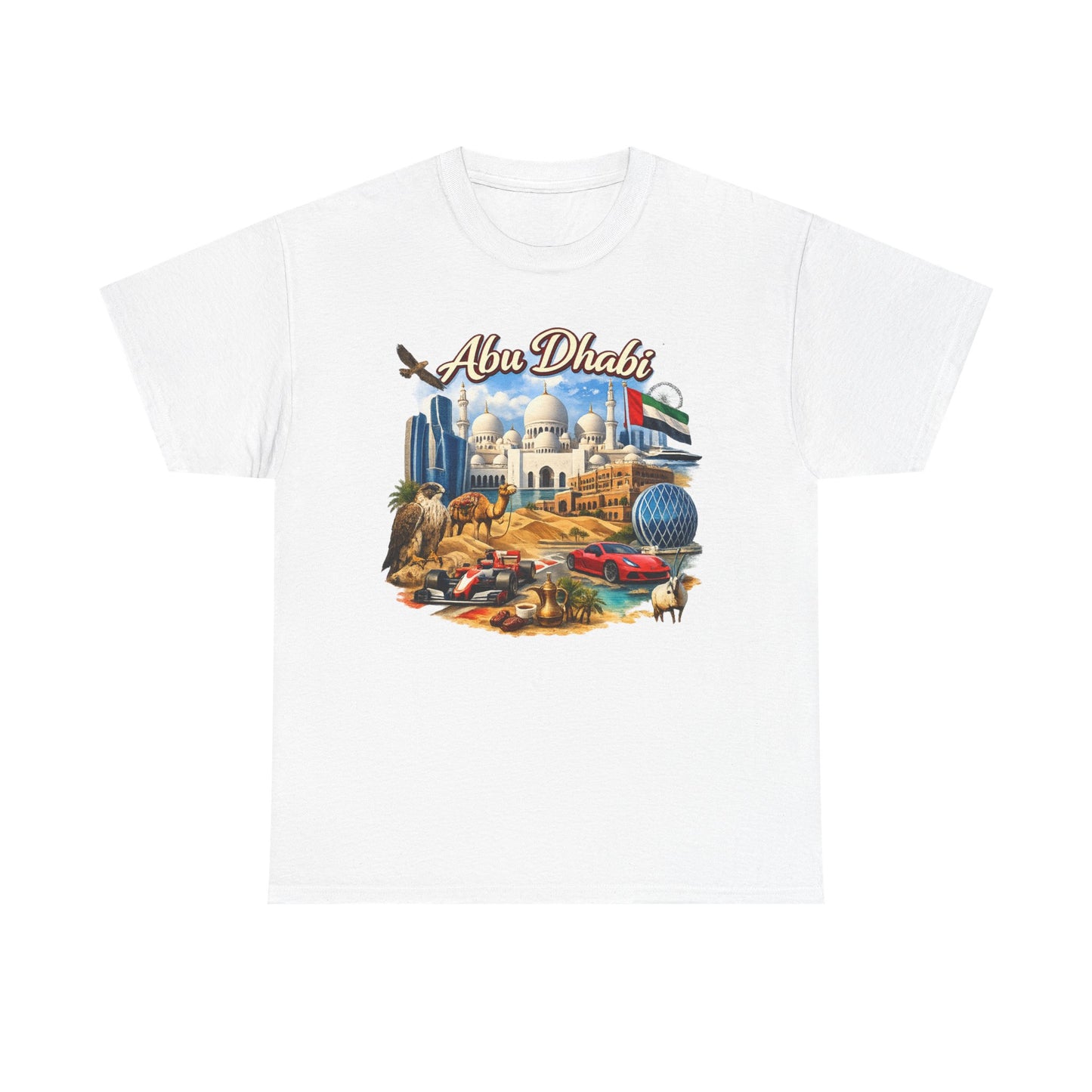 Abu Dhabi Landmark Collage T-Shirt — UAE Travel Souvenir Tee
