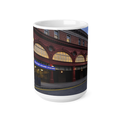 Leicester Square Station Ceramic Coffee Mug — London Underground Souvenir (11oz & 15oz)