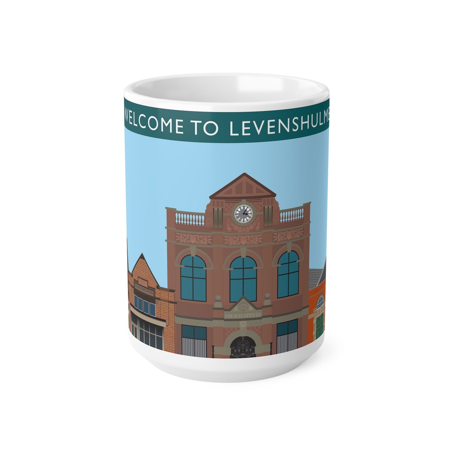 Welcome to Levenshulme Ceramic Coffee Mug – 11oz & 15oz Townscape Souvenir