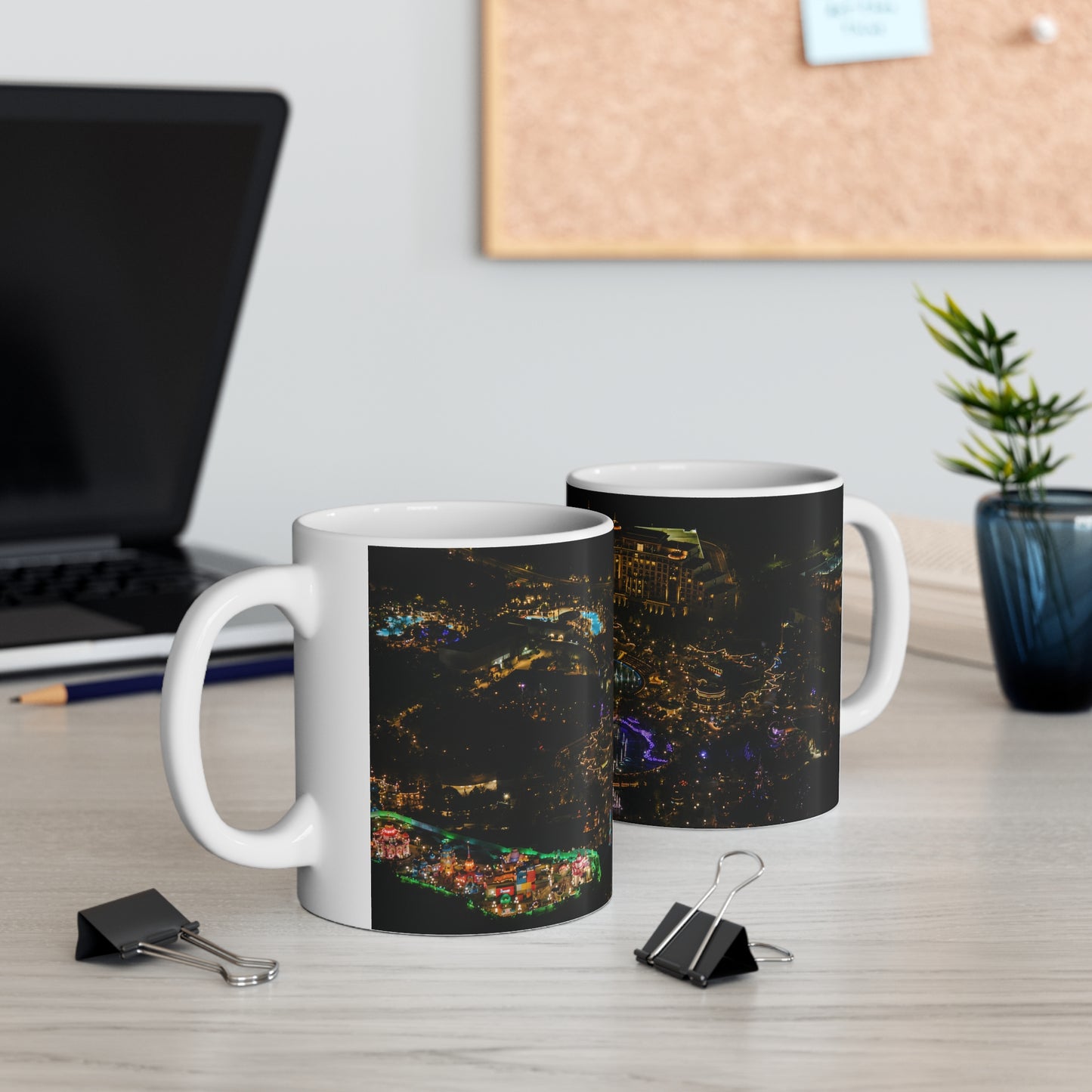 Epic Universe Nightscape Ceramic Coffee Mug — Neon Skyline 11oz & 15oz