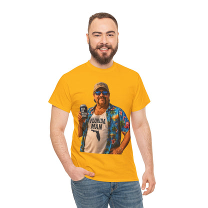 Florida Man Graphic Tee — Funny Vacation Shirt with Hawaiian Shirt Design