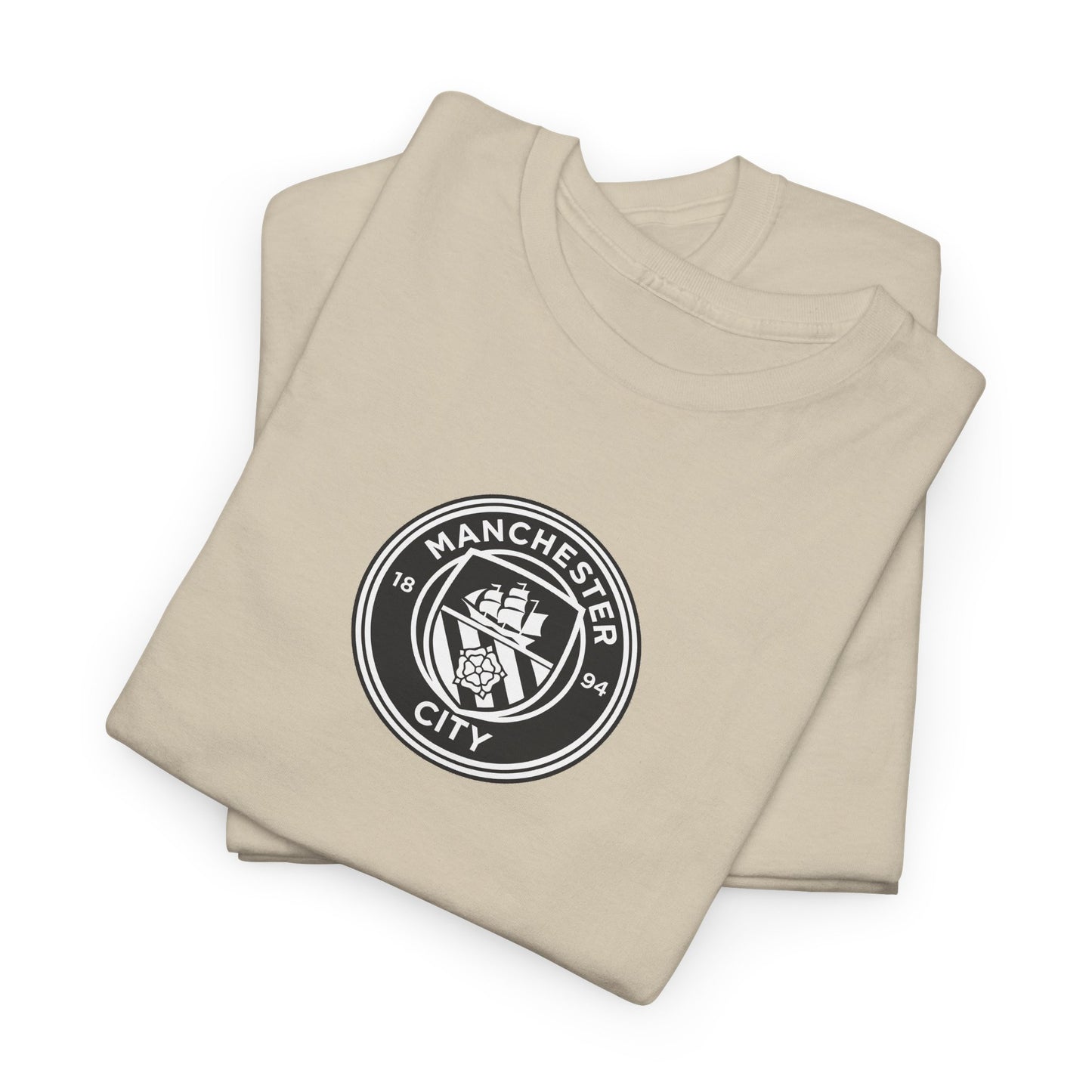 Man City Unofficial T-Shirt — Vintage Crest Logo Tee (Small Chest Emblem)