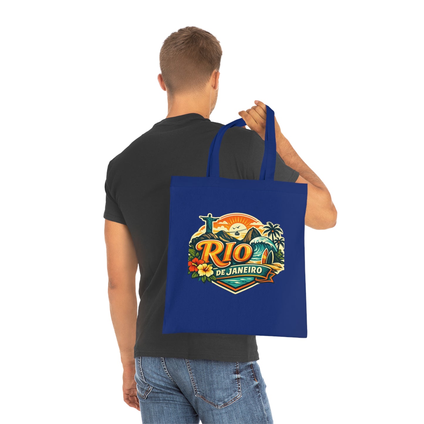 Rio de Janeiro / West Palm Beach Beach Tote — Retro Tropical Cotton Tote Bag