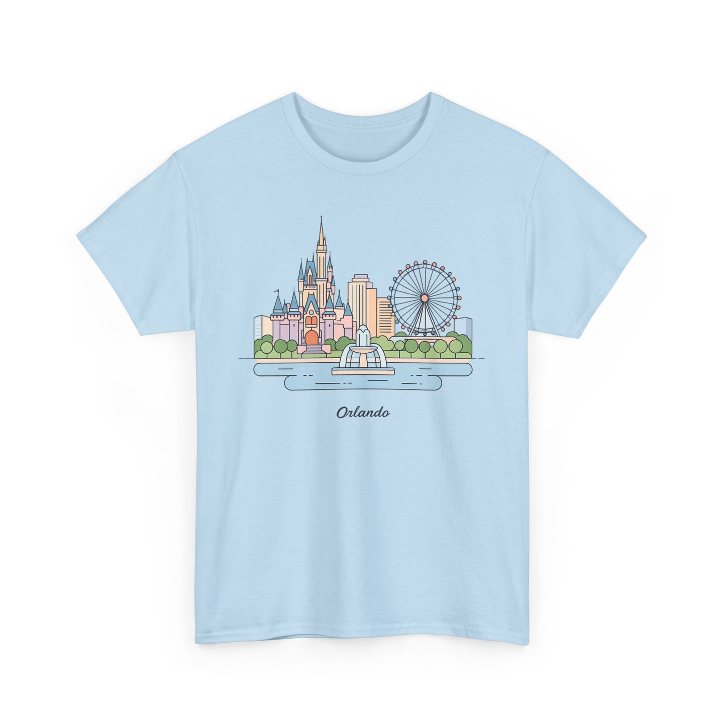 Orlando Skyline T-Shirt — Cute Cityscape Graphic Tee with 'Orlando' Text
