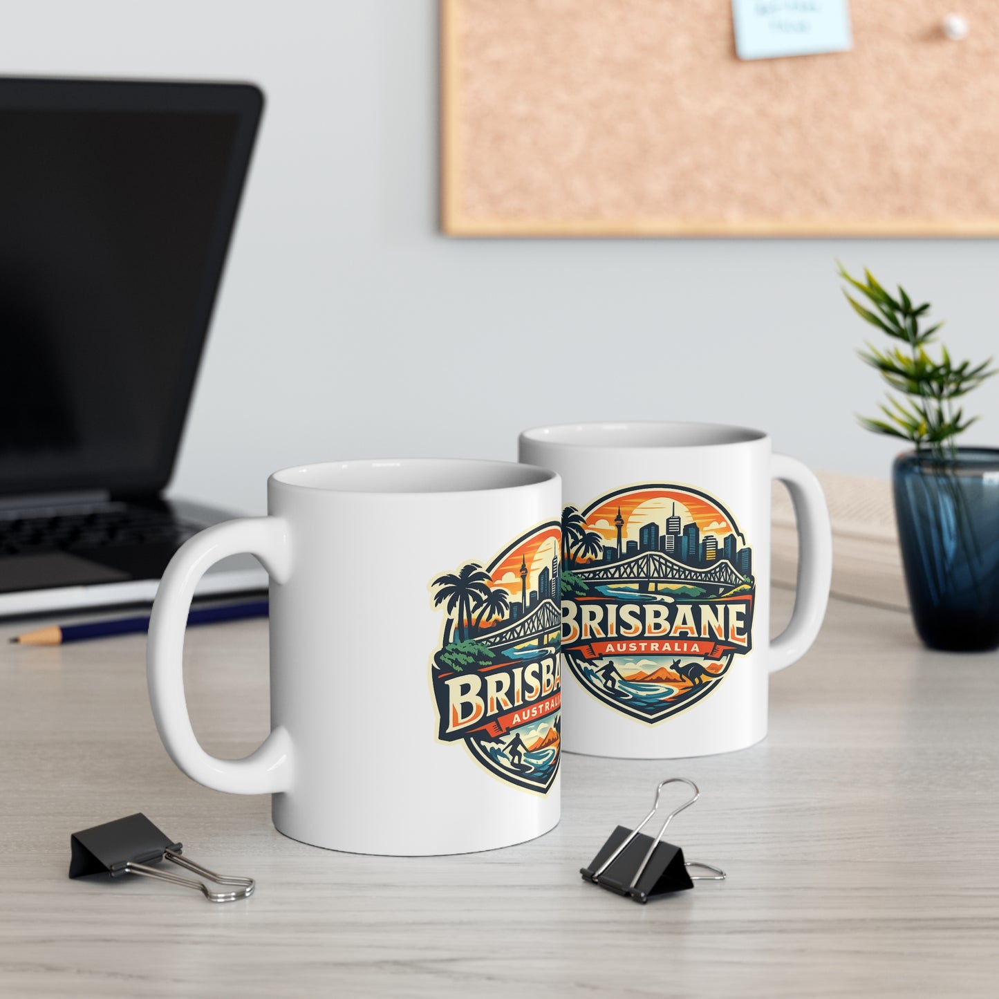 Brisbane Skyline Ceramic Mug — Australia City Souvenir Coffee Cup (11oz & 15oz)