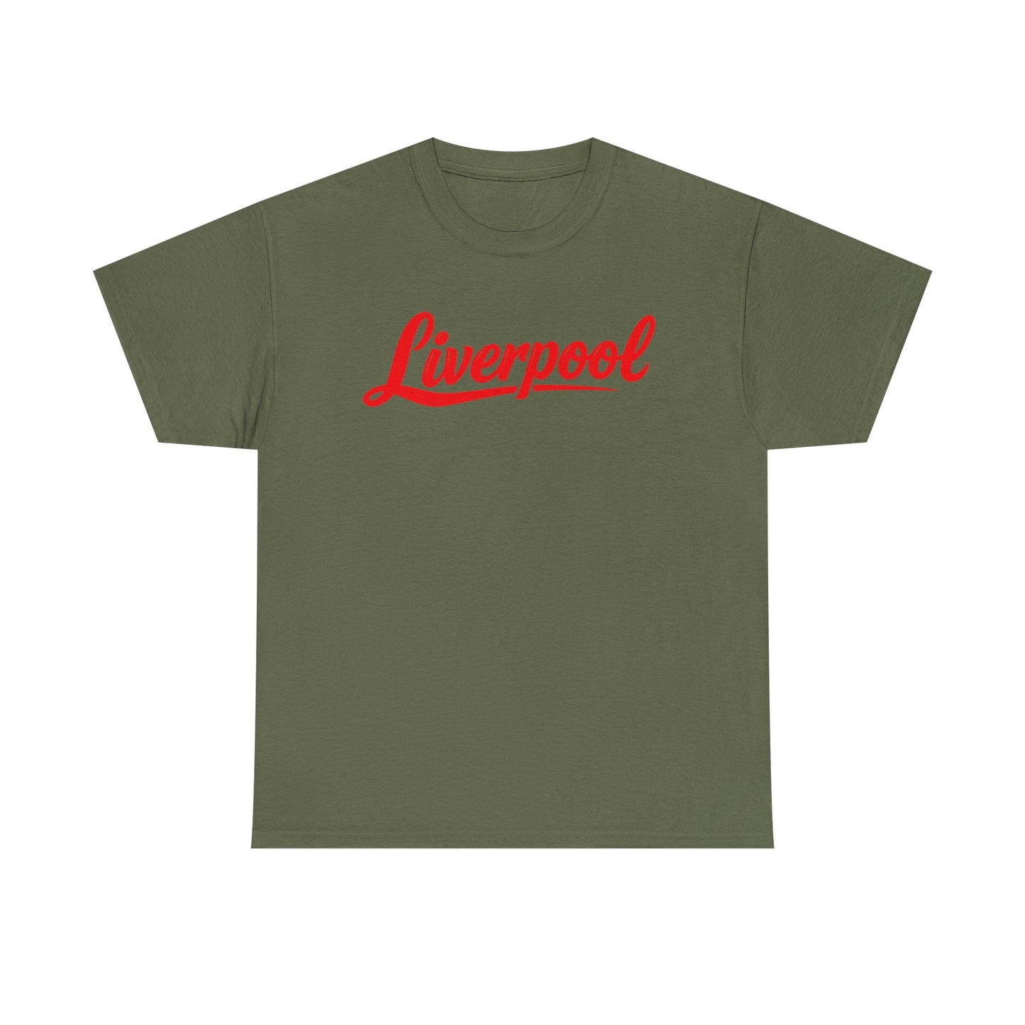 Liverpool Script T-Shirt — Retro Red Logo Tee for Fans