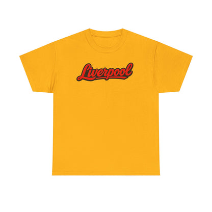 Liverpool Script T-Shirt — Retro Red Script Football Fan Tee