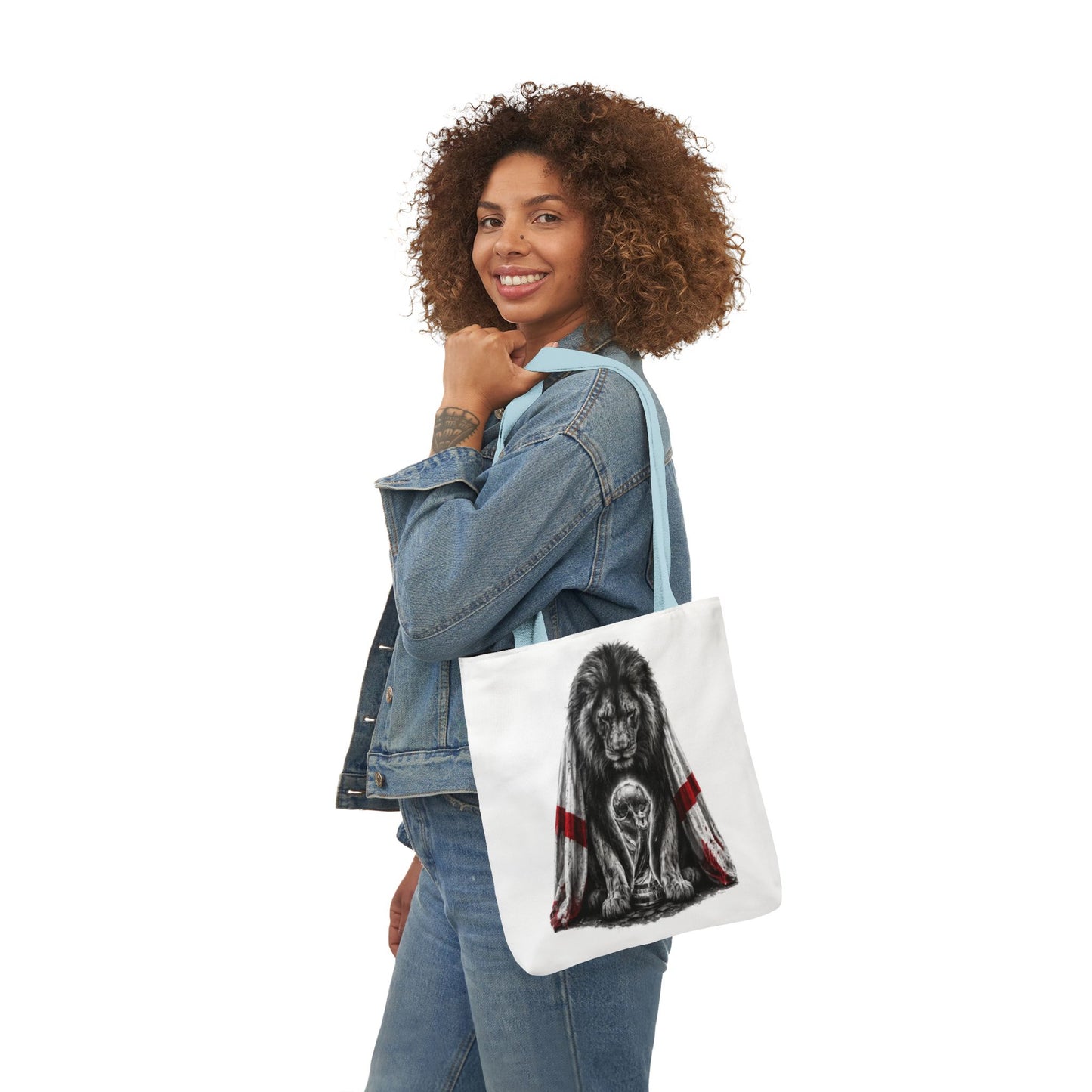 England Lion Guardian Canvas Tote — Protective Lion & Cub Illustration Tote Bag
