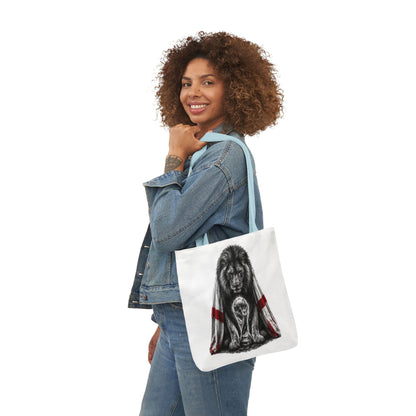 England Lion Guardian Canvas Tote — Protective Lion & Cub Illustration Tote Bag