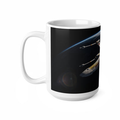 Spacefighter Coffee Mug — Retro Starship Ceramic Cup (11oz & 15oz)