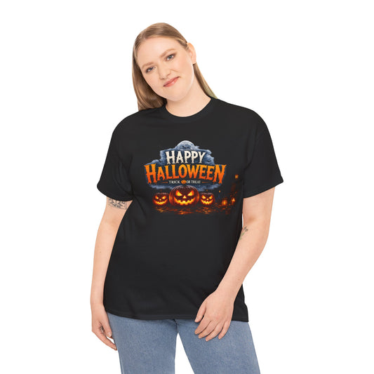 Happy Halloween Pumpkin Tee — Spooky Jack-O'-Lanterns Graphic Shirt