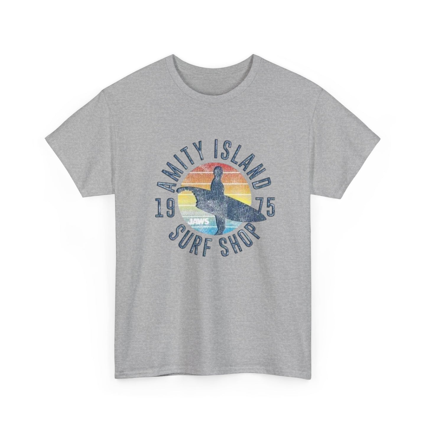 Amity Island Surf Shop Tee — Vintage Surfer Graphic T-Shirt (1975)