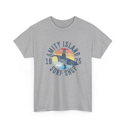 Amity Island Surf Shop Tee — Vintage Surfer Graphic T-Shirt (1975)