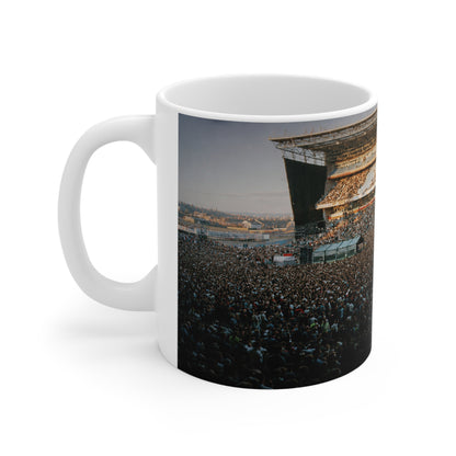 Oasis At Maine Road Concert Crowd Photo Mug — Live Stadium Panorama Ceramic Coffee Cup (11oz & 15oz)