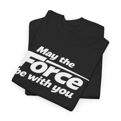 "May the Force Be With You" Retro Embossed Graphic T‑Shirt —