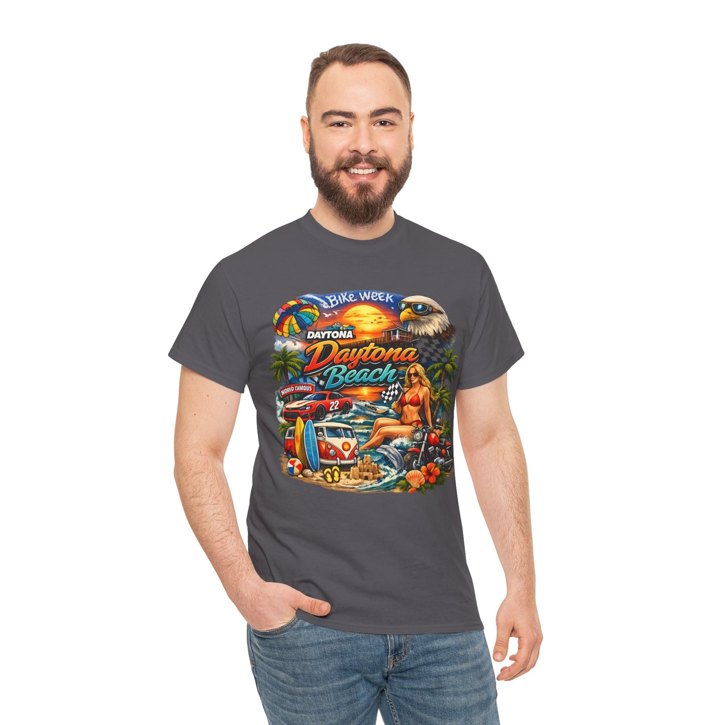 Daytona Beach Vintage Surf T-Shirt — Retro Sunset Palm Beach Tee