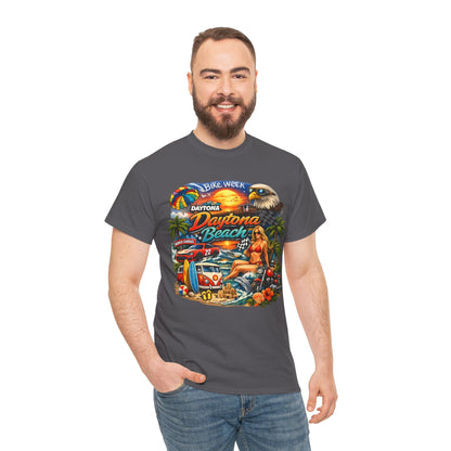 Daytona Beach Vintage Surf T-Shirt — Retro Sunset Palm Beach Tee