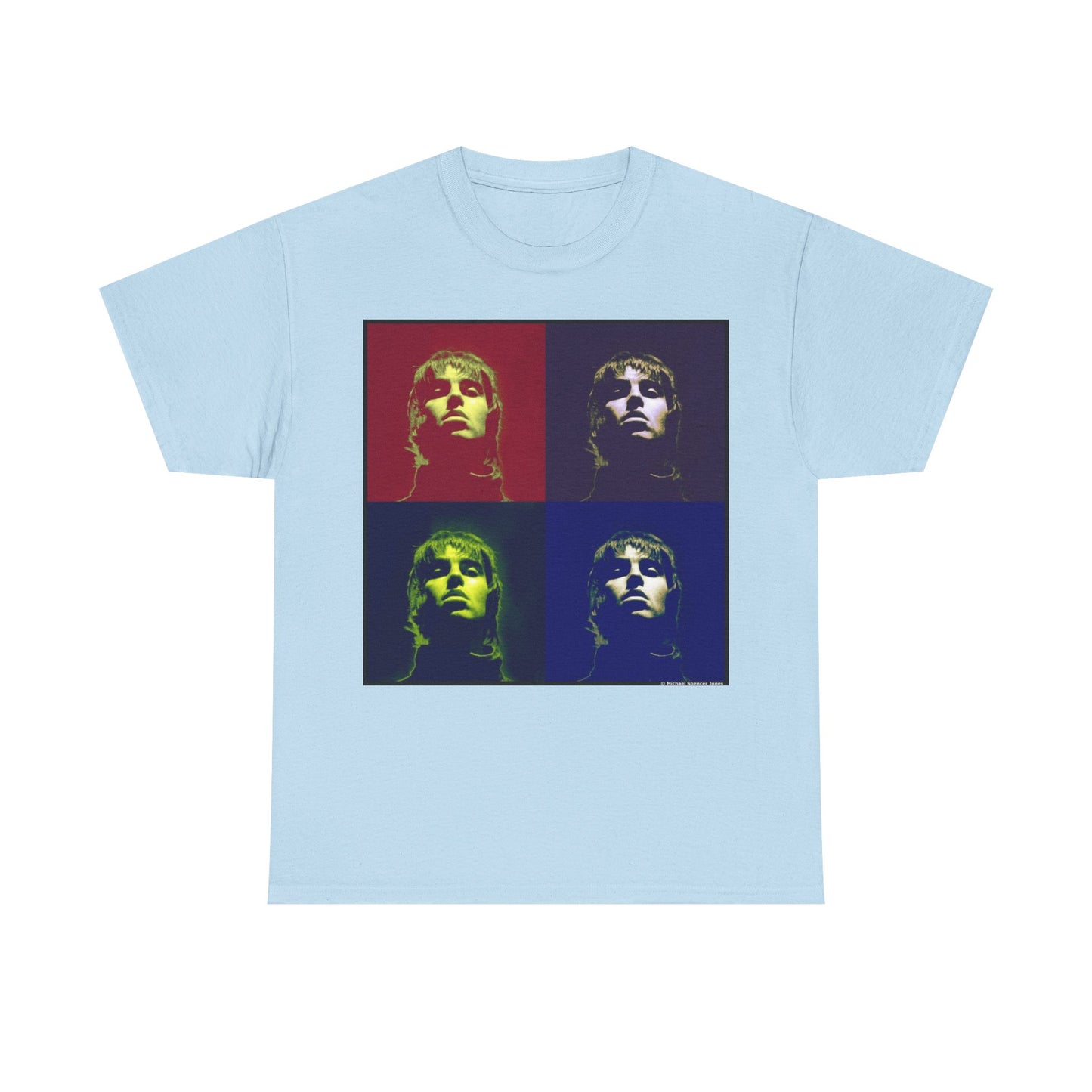 Liam Gallagher Oasis Pop Art Portrait T-Shirt - Retro Color Block Music Icon Tee