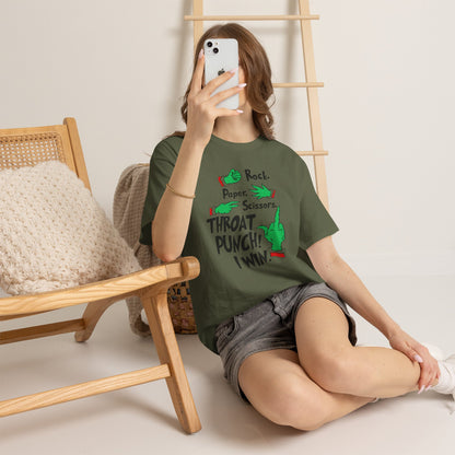 Funny Holiday Tee — "Rock. Paper. Scissors. Throat Punch! I Win" Graphic T-Shirt