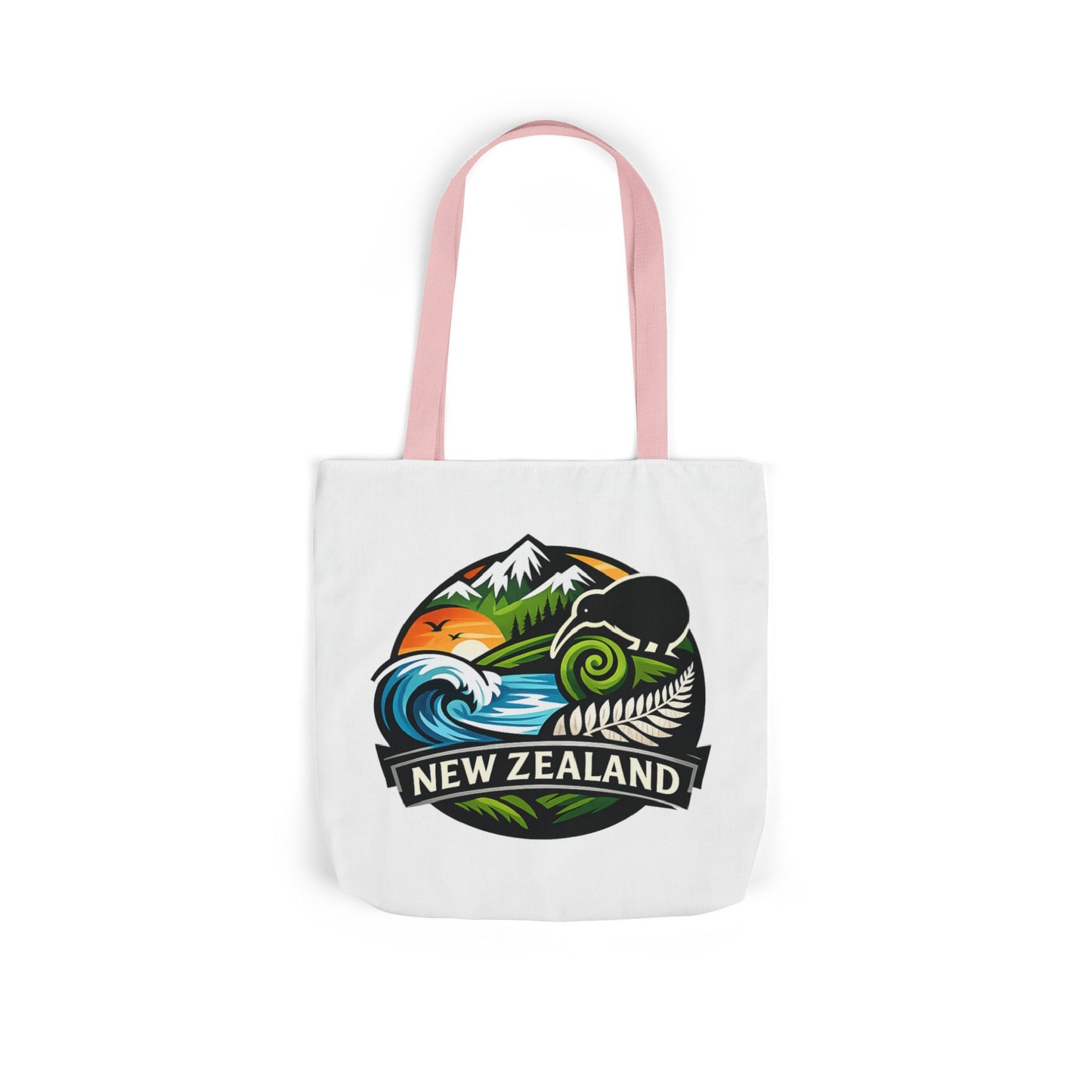 New Zealand Scenic Tote Bag — Kiwi, Mountains & Waves Canvas Tote