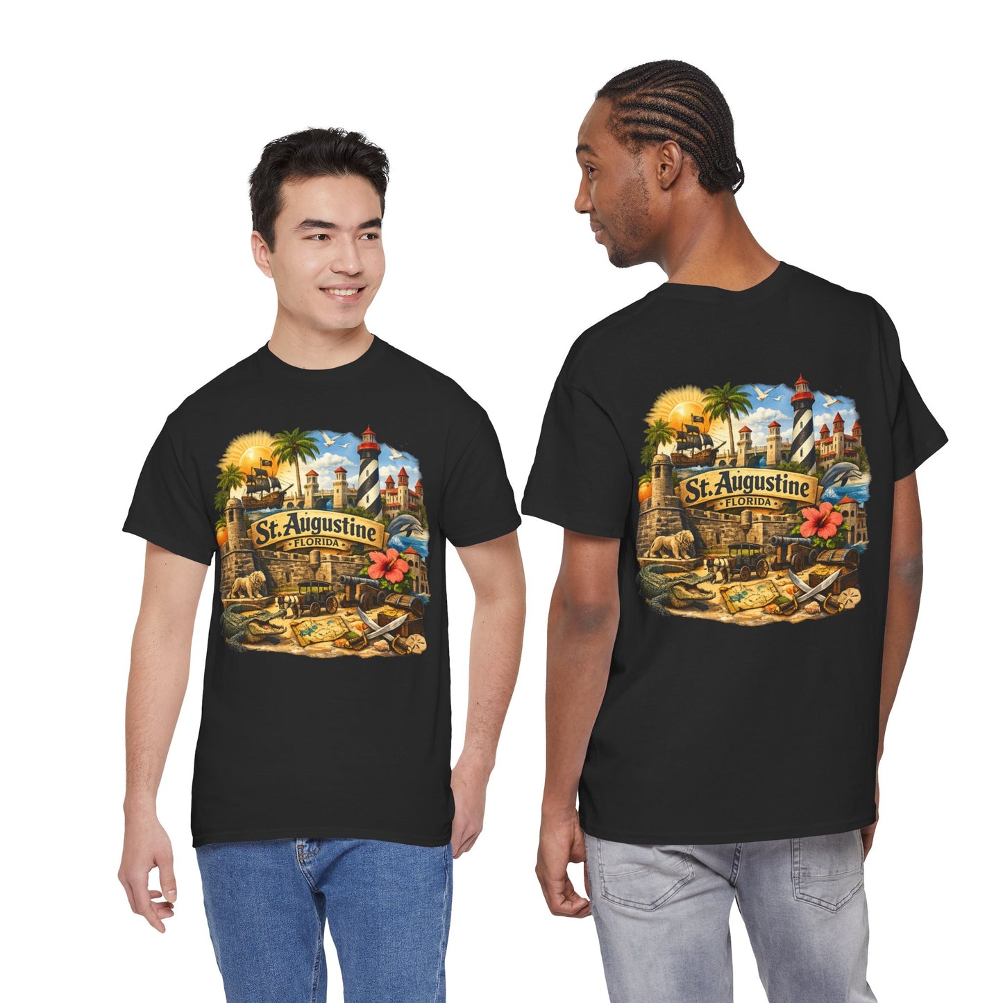 St. Augustine Florida Vintage Travel Tee — Retro Beach & Lighthouse Souvenir T-Shirt