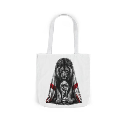 England Lion Guardian Canvas Tote — Protective Lion & Cub Illustration Tote Bag