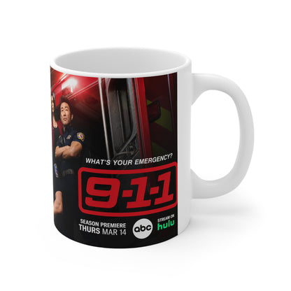 911 Unofficial Ceramic Coffee Mug — Firefighter Team Photo Design (11oz, 15oz)