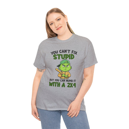 Funny Carpenter T‑Shirt — "You Can't Fix Stupid But You Can Numb It With a 2x4"