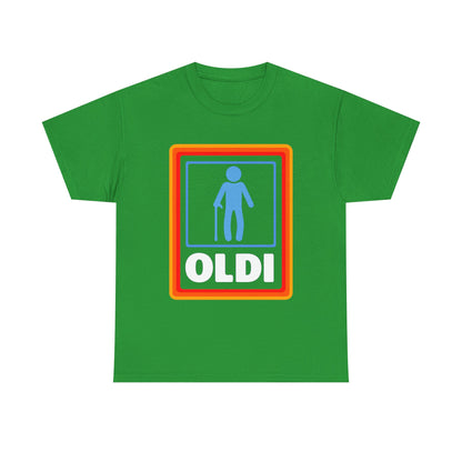 Oldi Retro Logo Tee — Funny Elderly Humour T-Shirt
