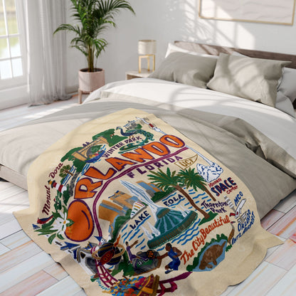 Orlando Vintage Map Fleece Blanket