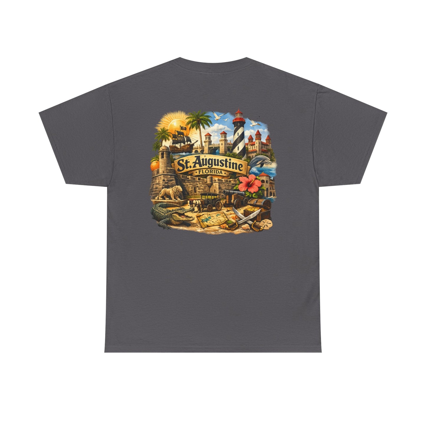 St. Augustine Florida Vintage Travel Tee — Retro Beach & Lighthouse Souvenir T-Shirt