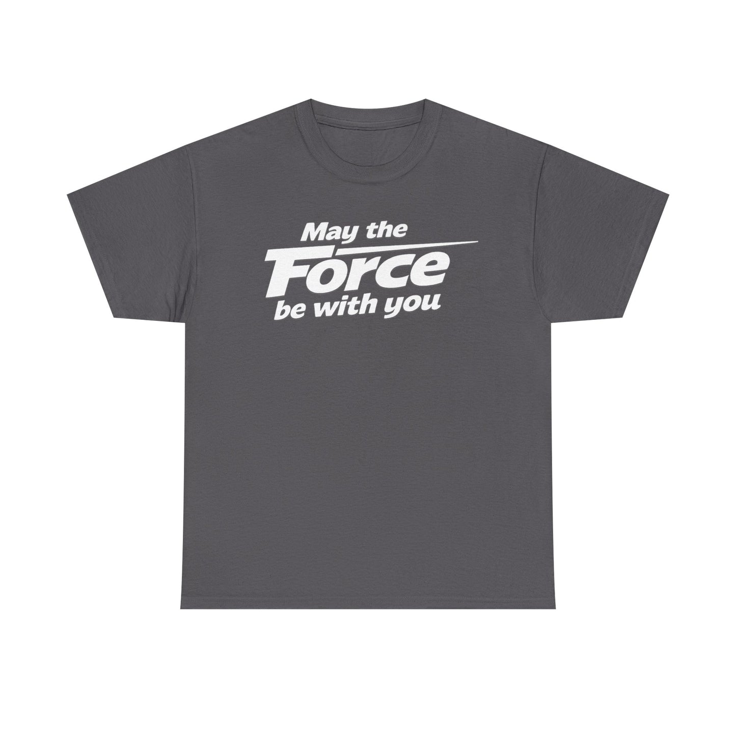 "May the Force Be With You" Retro Embossed Graphic T‑Shirt —